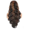 thumbnail image 2 of Guoxxzi Brown Center-Parted Long Curly Wavy Lace Front Synthetic Wig Cap, 2 of 9