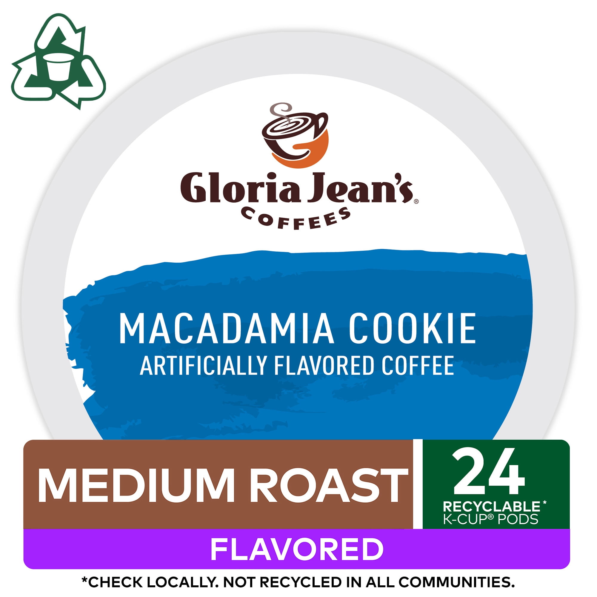 Gloria Jeans Coffee Macadamia Cookie Flavored K-Cup Pods, Light Roast, 24 Count for Keurig Brewers