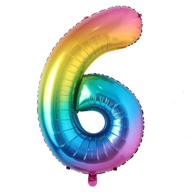 Unique Party Rainbow Number 6 Balloon