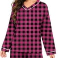thumbnail image 7 of Vetsdori Womens Long Sleeve Pajamas Sets Casual Plus Size Nightwear Checkered Soft,2 Pieces Holiday Pajamas for Women, 7 of 7