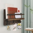 thumbnail image 5 of YIHATA Key and Mail Holder for Wall Hooks Key Hanger for Wall with Shelf Wood Wall Shelf with Hooks for Wall Decorative Retro Hanging Organizer Rustic Farmhouse Decor for Entryway (Brown), 5 of 7