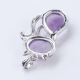 thumbnail image 2 of 1 pc Natural Amethyst Kitten Pendants with Brass Findings Cat Silhouette Shape Platinum 45x27x8mm Hole: 5x7mm, 2 of 2