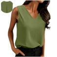 thumbnail image 2 of HomeDM Womens Sleeveless Tank Tops, Summer V Neck Solid Color Camisole Casual Basic Shirts - Green/XL, 2 of 9