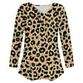thumbnail image 7 of VgaVtl Plus Size Tshirts Women V-Neck Long Sleeve Ladies Tops Camping Loose Leisure Leopard Print Fancy Yellow Shirts,S, 7 of 7