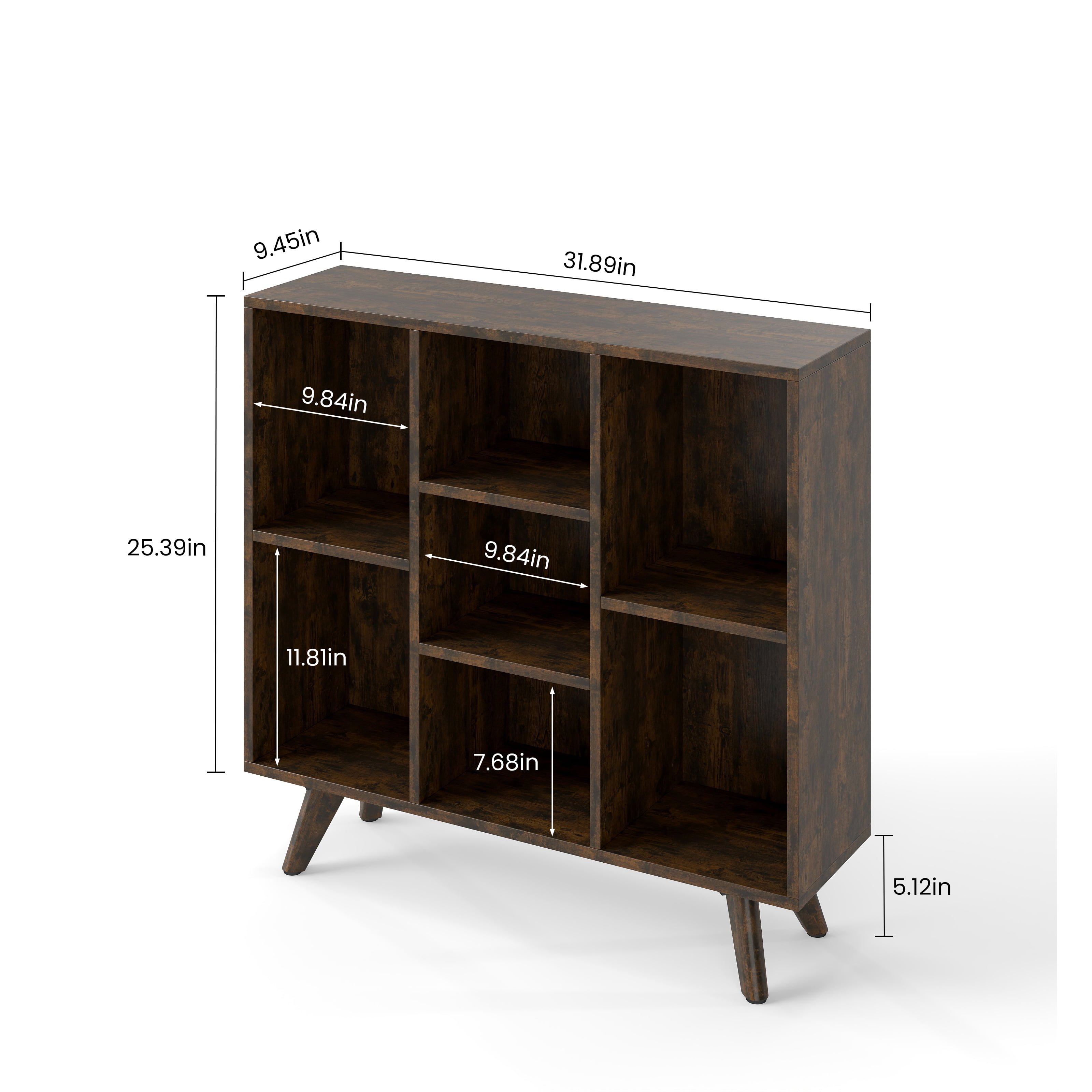 Manxile 3 Tier Cube Bookshelf, Retro Wood Bookshelves Storage Organizer Shelf, Freestanding Open Book Shelves