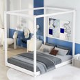 thumbnail image 3 of Harper & Bright Designs Wood Full Size Canopy Platform Bed Frame with Support Legs, White, 3 of 9