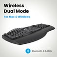 thumbnail image 2 of Perixx PERIBOARD-612B Wireless Ergonomic Keyboard - Dual Bluetooth and 2.4G Spec - Compatible With Windows and Mac - Black, 2 of 9