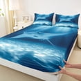 thumbnail image 4 of Feelyou Blue Underwater Fish Wildlife Bed Sheets for Men Women, Sea Landscape King Sheets, Blue, 4 Pieces, 4 of 5