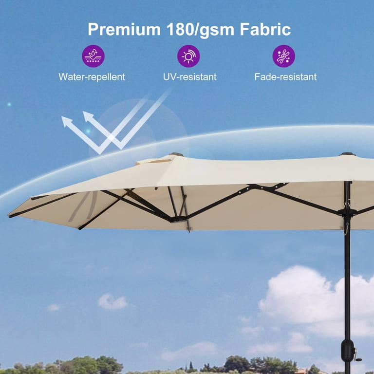 14ft patio umbrella Double Sided Outdoor Market Extra Large Umbrella with Crank, Cross Base for Deck, Lawn, Backyard and Pool, Grey : Patio, Lawn & Garden resistant 180gsm polyester PURPLE LEAF 14ft Patio Market