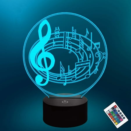 

3D Music Note Night Light Illusion LED Lamp 16 Color Change Remote Room Home Decor Birthday Gifts for Child Boy and Girl Amazing Idea Choice