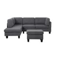 thumbnail image 2 of ALEXENT L-Shaped Fabric Sectional Sofa w Chaise Ottoman Left Facing-DARK GRAY, 2 of 7