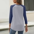 thumbnail image 4 of Womens Tops Summer Printed Top 3/4 Sleeves Buttons Blouse Short Sleeve V Neck T Shirt Polyester Spandex Breathable Comfortable Casual L Sweaters For Women, 4 of 5