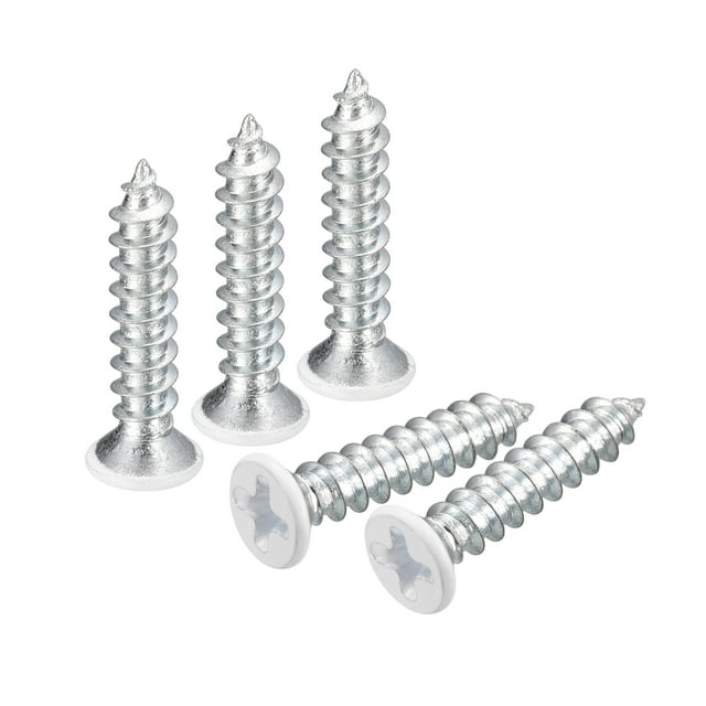 Unique Bargains Vis Blanches ST4x20mm à Taraudage Automatique, Lot de 50 Vis à Tête Plate à Vis Phillips pour le Travail du Bois