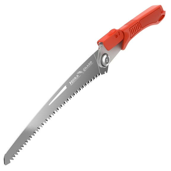 FLORA GUARD Folding Saw, Heavy Duty 8 Inch Blade Hand Saw, Quality SK-5 Steel, Curved Blade Hand Saw for Wood Camping, Dry Wood Pruning Saw With Razor Tooth HS1039-Red