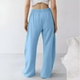 thumbnail image 4 of Women's Low Rise Y2K Wide Leg Sweatpants Cotton-Polyester Baggy Drawstring Joggers with Pockets for Fall Winter Daily Gym，Light Blue，S, 4 of 9