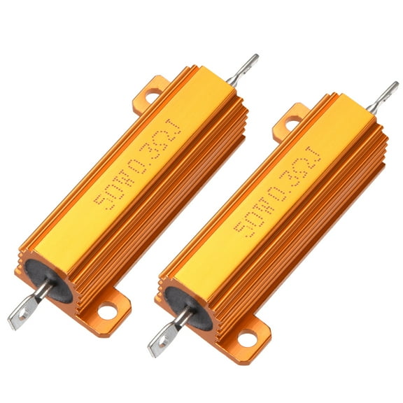 2pcs 50W 0.3 Ohm Aluminium Housing Chassis Mount Wirewound Power Resistor Glod