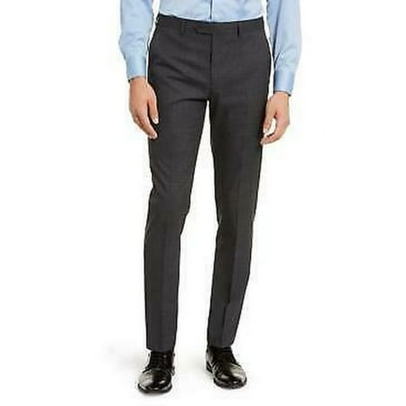 Calvin Klein Mens Skinny-Fit Infinite Stretch Plaid Dress Pants,36W30L