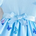 thumbnail image 4 of Wxirdiow Dresses for Toddler Girls Summer Dress Off Shoulder Flutter Sleeve Midi Swing Cassual Formal Dresses Blue Size,5-6 Years, 4 of 8