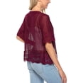 thumbnail image 3 of Youweixiong Women Casual Lace Sheer Shrug Crochet Cardigans Half Sleeve Open Front Cover Up Stripe Jacket Sweater, 3 of 6