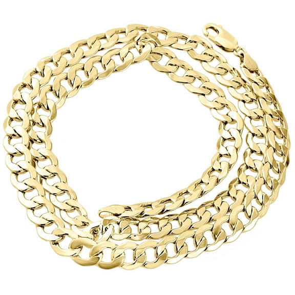 Mens Real 10K Yellow Gold Hollow Cuban Curb Link Chain Necklace 8mm 26 Inch