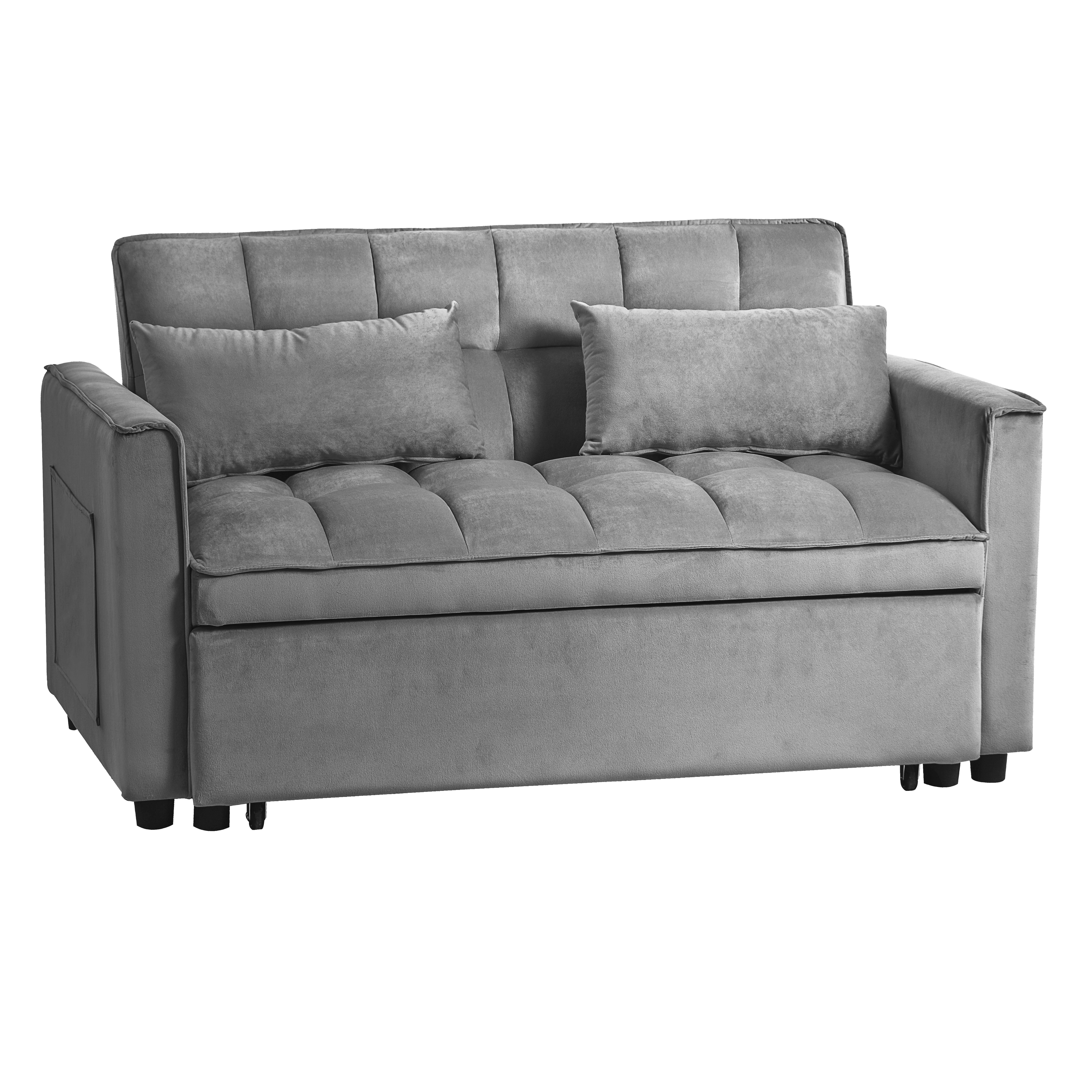 MAYEERTY 3-in-1 Velvet Convertible Sleeper Sofa Bed with Adjustable Backrest Pull-Out Couch for Living Room Apartment Small Space