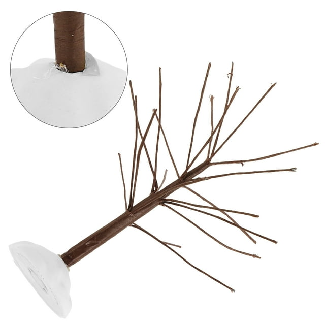 FENGGUIQU 4Pcs Lighted Birch Tree Coffee Plastic Decorative Mini Snow Frost Trees For Winter Wonderland