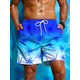 thumbnail image 4 of Bañador corto de playa con cordón para hombre, cintura elástica, estampado 3D, palmeras, degradado, transpirable, ropa de calle, poliéster, 4 of 5