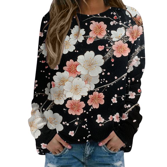 NMMUED Cute Womens Tops, Womens Fall Tops, Sweatshirt for Women, Womens Fall Clothing, Oversized Sweatshirt for Women, Black XXL