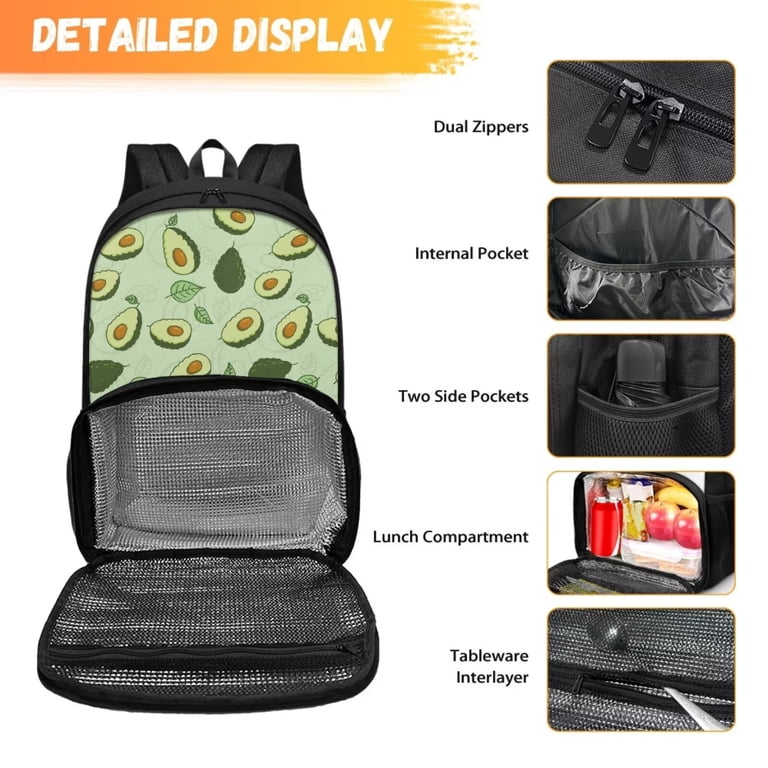 FOR U DESIGNS Avocado Leaves Lunch Bag Backpack Women Kids  display picture 3