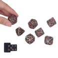 thumbnail image 1 of Juego de dados poliédricos de Metal con patrón de manchas de sangre y Calavera, accesorios de juego de mesa para fiesta de Halloween, plata antigua, 7 Uds., 1 of 9