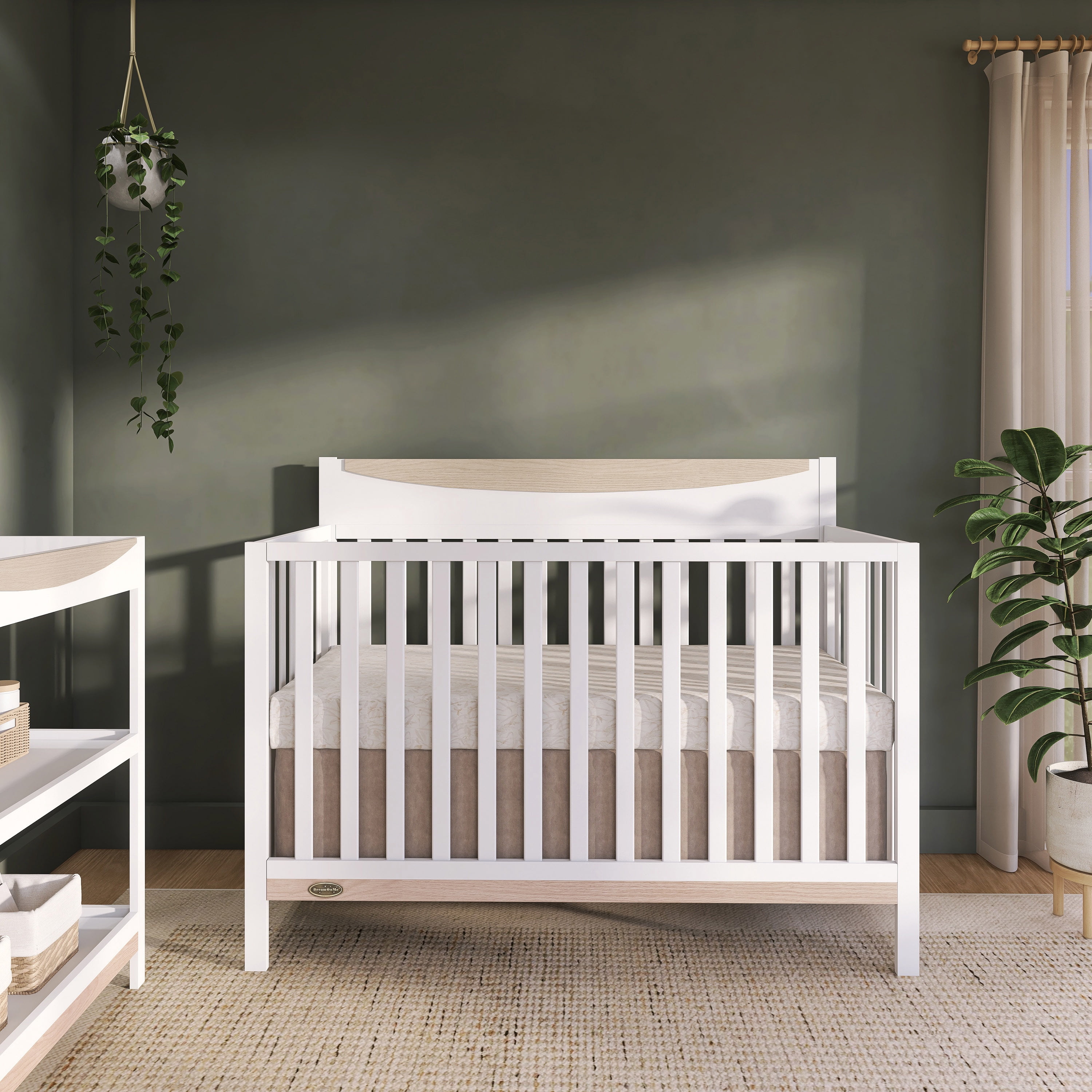 Nursery Bundle, Dream On Me Emerson 5 in 1 Convertible in White and Crib & Toddler Mattress Bundle