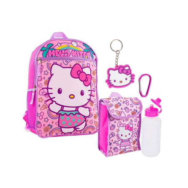 Set Mochila con Lonchera, Llavero, Bote para el Agua y Clip De tu Personaje Favorito