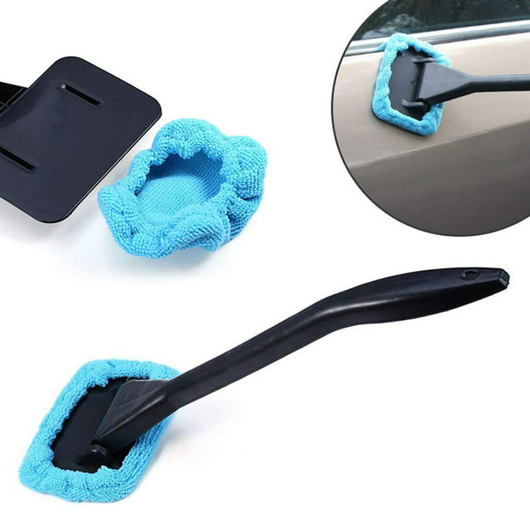Windshield Cleaner with Microfiber Cloth and Spray Bottle, Car Window Glass  & Interior Auto Brush Cleaning Tool Kit, Windshield Wiper Fog Cleaner  Accessories, Squeegee Windows Wand Easy Micro Fiber Brush with Handle