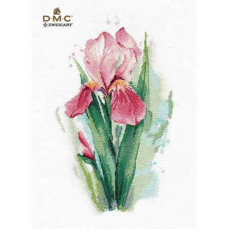 UPC: 4680021533082 | Pink Irises Cross-Stitch Kit On Aida 16 Count Canvas Aquarelle Spring Flowers Cross Stitch Kit by Oven 1424