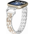 thumbnail image 2 of REQO Metal Bands Compatible with Fitbit Sense 2/Sense/Versa 4/Versa 3 Bands, Adjustable Classic Stainless Steel Bands Diamond Rhinestone Links Bracelet Band for Man&Women, 2 of 7