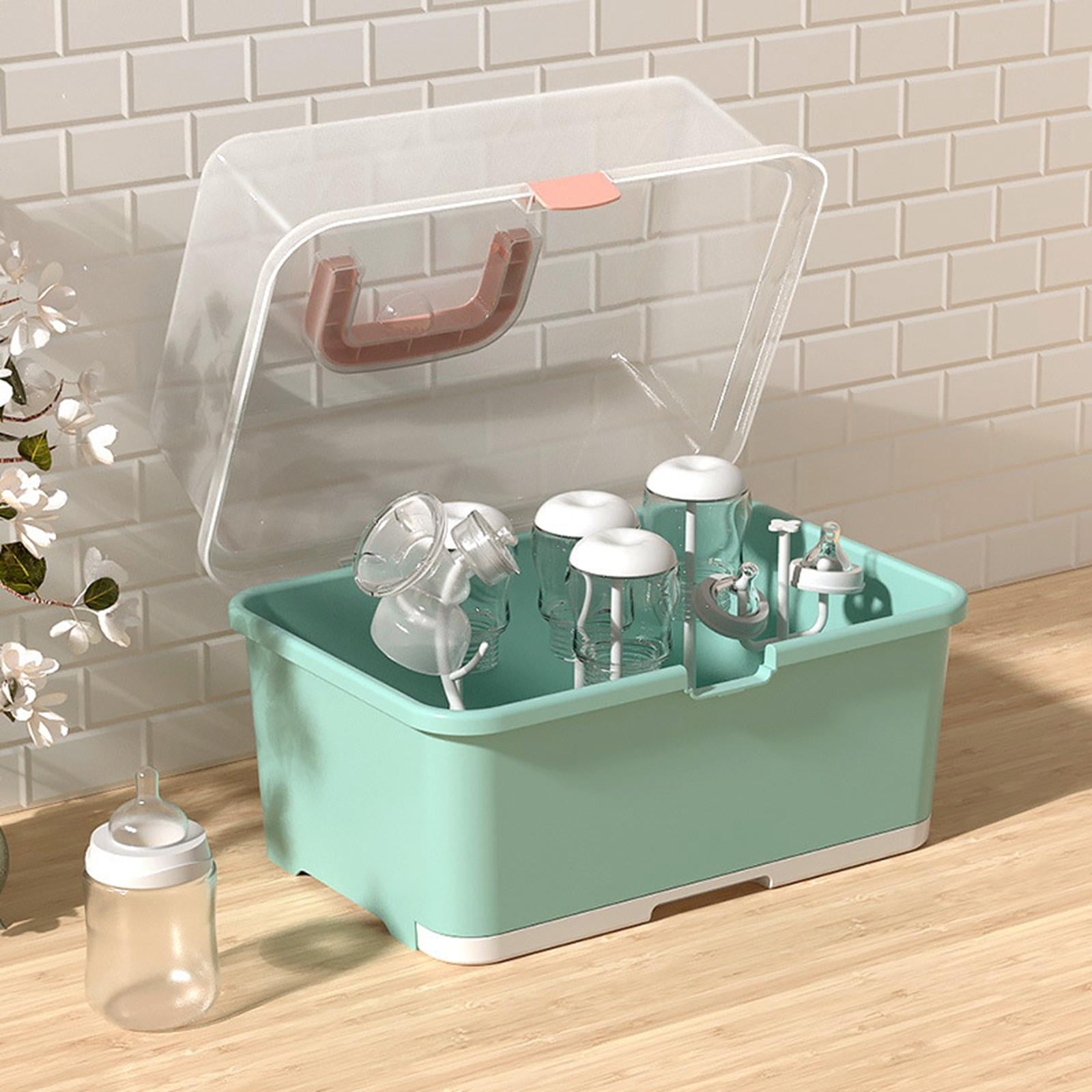 LeeQinersw Baby Bottle Drying Rack with Cover Dust-Proof Countertop Dryer Drain Drying Rack Green