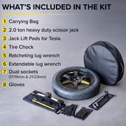 StanceMagic Complete Spare Wheel Tire Kit Fits 2017-2026 Tesla Model 3 Performance with 20 Wheels, 18x4 Rim, 125/85R18 Tire, 2 Ton Scissor Jack, Tools, Carrying Bag, Also fits Highland