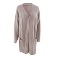 thumbnail image 5 of Tuphregyow Women Fall Long Sleeve Cable Knit Sweater Loose Outerwear Solid Open Front Cardigan Casual Lightweight Slouchy Leisure Oversized Trendy Khaki S, 5 of 9