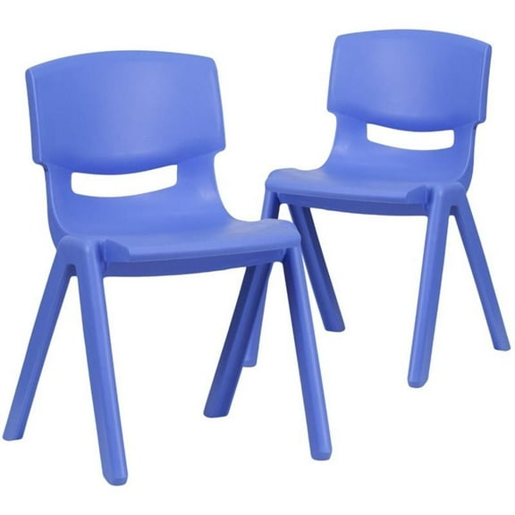 Pemberly Row 13.25" Plastic Stackable School Chair in Blue (Set of 2)