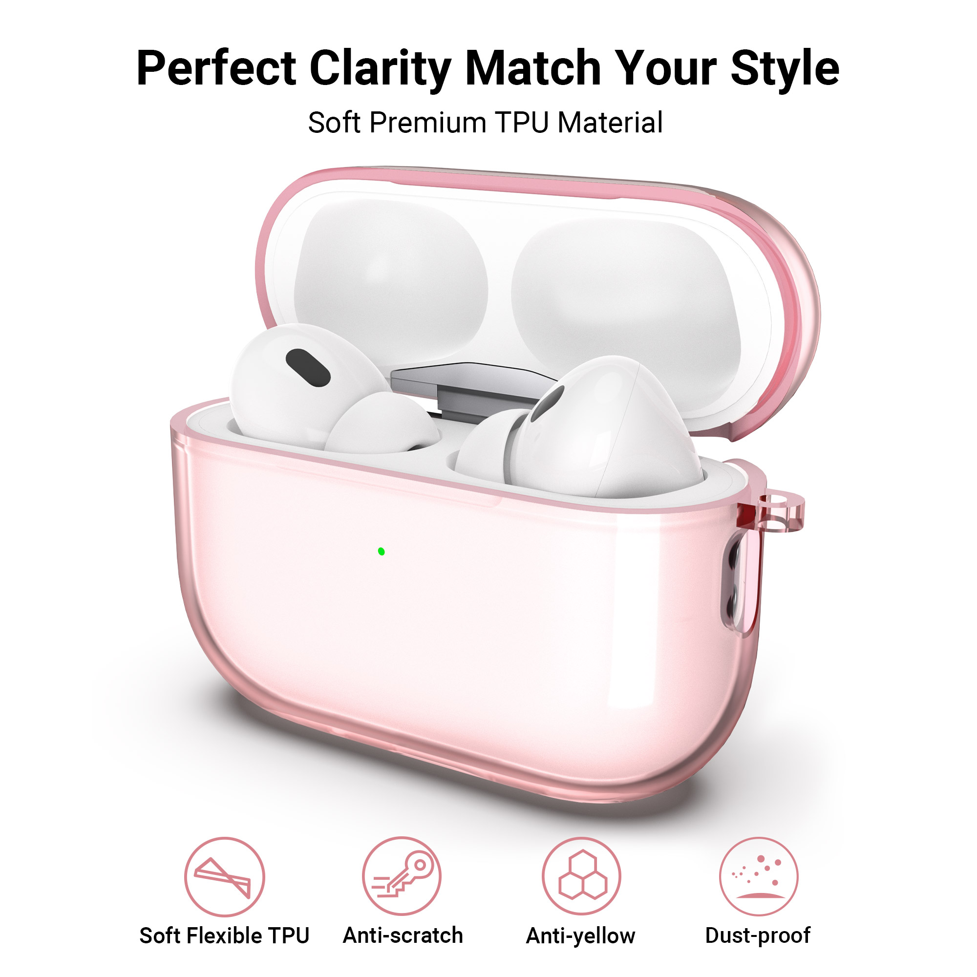  ULAK Clear for Airpods Pro 2nd/1st Generation Case 2022/2019,  Soft TPU Airpods Pro 2 Clear Cover Shock-Absorbing Transparent Protective  Case w/Keychain for Apple Airpods Pro Case [Front LED Visible] : Electronics