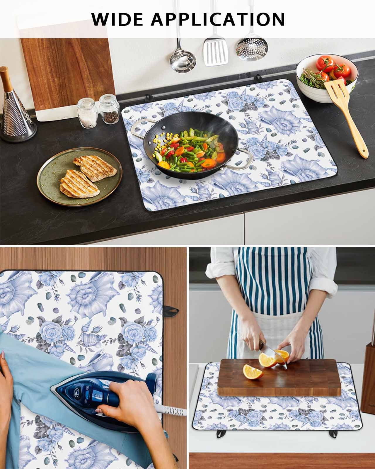 nqOlkjepod Large Induction Cooktop Protector Mat 36"x21", Purple Spring Floral Stove Top Covers for Electric Stove, Watercolor Roses Pastoral Stove Burner Cover Mats, Glass Top Stove Cover