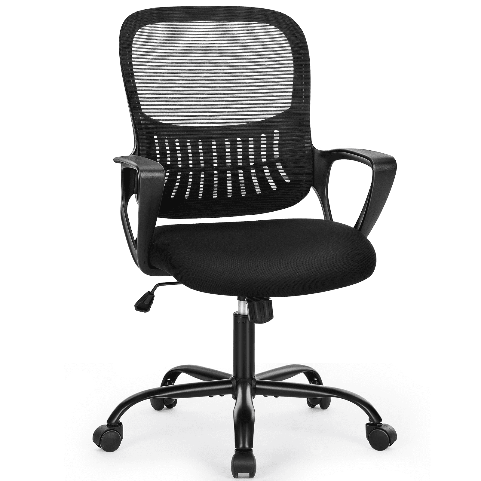 MAYEERTY Ergonomic Office Chair for Standing Desk with Adjustable Height, Computer Desk Chairs, Fixed Handrail , Black