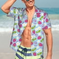 thumbnail image 5 of Lsque Strawberry And Flowers pattern Hawaiian Shirt for Men, Unisex Summer Beach Casual Short Sleeve Button Down Shirts-Large, 5 of 9