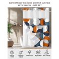 thumbnail image 7 of No Hook Contemporary Orange, Shower Curtain with Snap in Liner Set, Middle Century Abstract Geomrtry Waterproof Fabric Bathroom Curtains with See Through Top Window, Hotel Style Modern 66 x 72 Inch, 7 of 7