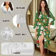 thumbnail image 6 of Yuyamidu Snowman Robes for Women 3/4 Sleeve Nightgowns Gingerbread Man Mid-Calf Length Bathrobes Green Christmas Spa Robes Size 2XL Soft Nightgown for Girls with Waist Belt, 6 of 7