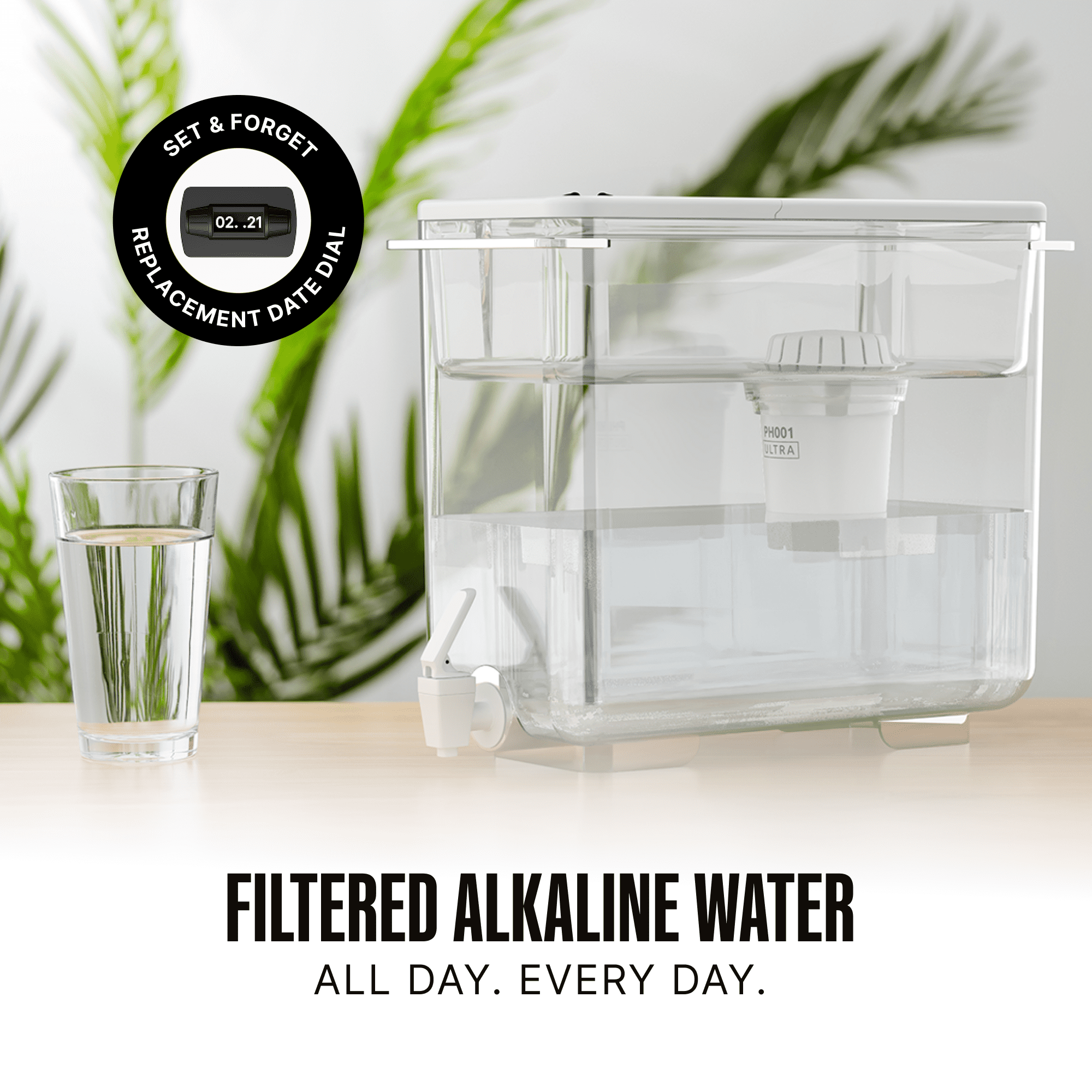 Invigorated Water pH Recharge Slim 38 Cup Alkaline Water Filter Dispenser