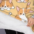 thumbnail image 3 of Oversized Wearable Blanket Hoodie,Corgi Dog and Footprints Sherpa Blanket Hoodie with Super Pockets,Super Warm Fuzzy Pullover for Women & Men, 3 of 6