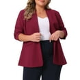 thumbnail image 5 of Agnes Orinda Women's Plus Size Blazer Button Down Collarless Long Sleeve Business Casual Jacket with Pockets 4X Burgundy, 5 of 7