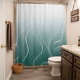 thumbnail image 5 of Xipuska Turquoise Geometric Shower Curtain - Water Repellent Fabric Shower Curtains Washable, Modern White Stripe Distortion Art Decorative Polyester Cloth Bathroom Curtains Modern Bath Decor 66"x72", 5 of 6