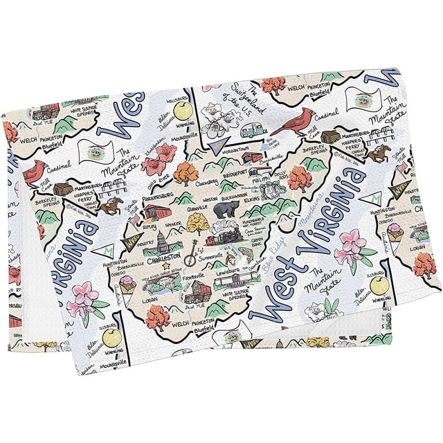 Serviette en Microfibre Multi-Usage Carte d'État (Virginie Occidentale)